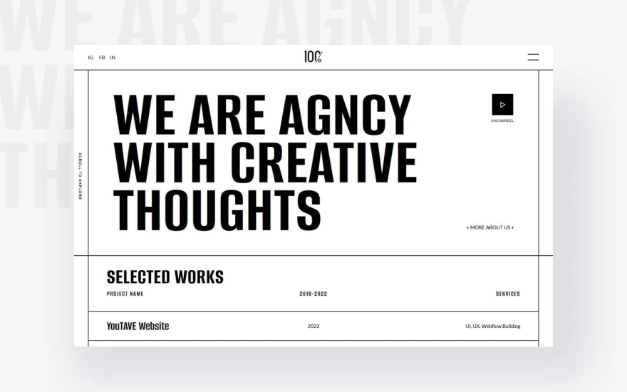 First screenshot of 100Agenci Agency website webflow template