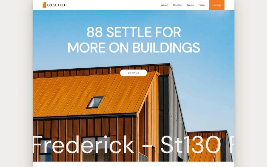 First screenshot of 88settle Real Estate website webflow template