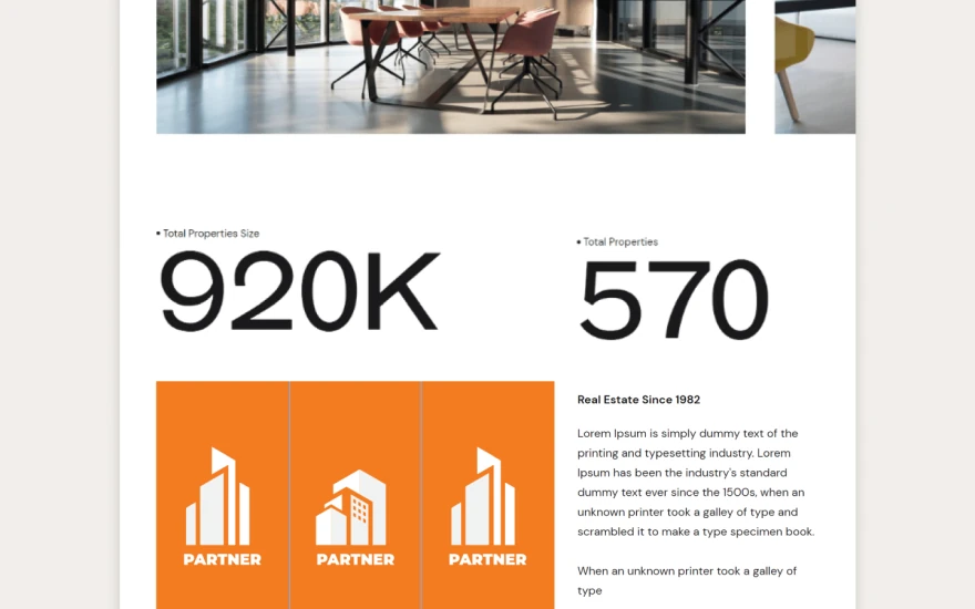 Second screenshot of 88settle Real Estate website webflow template