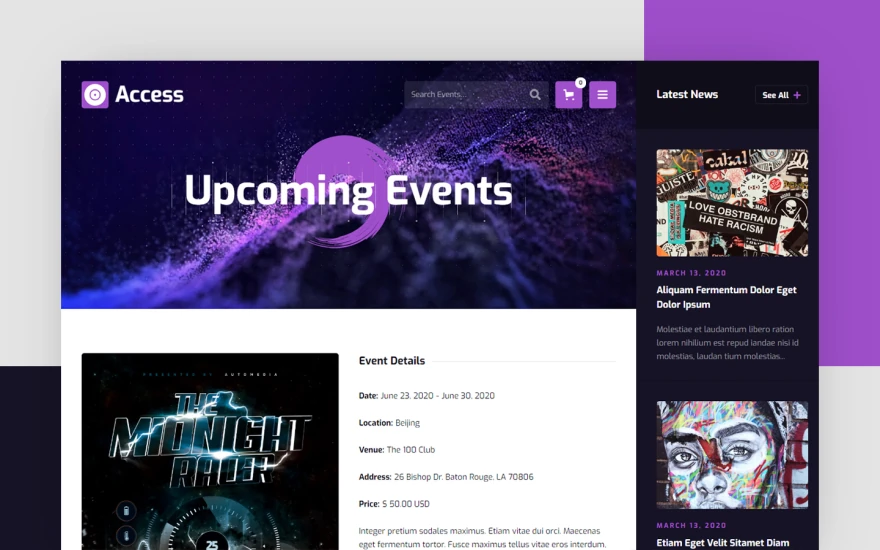 Third screenshot of Access Event website webflow template