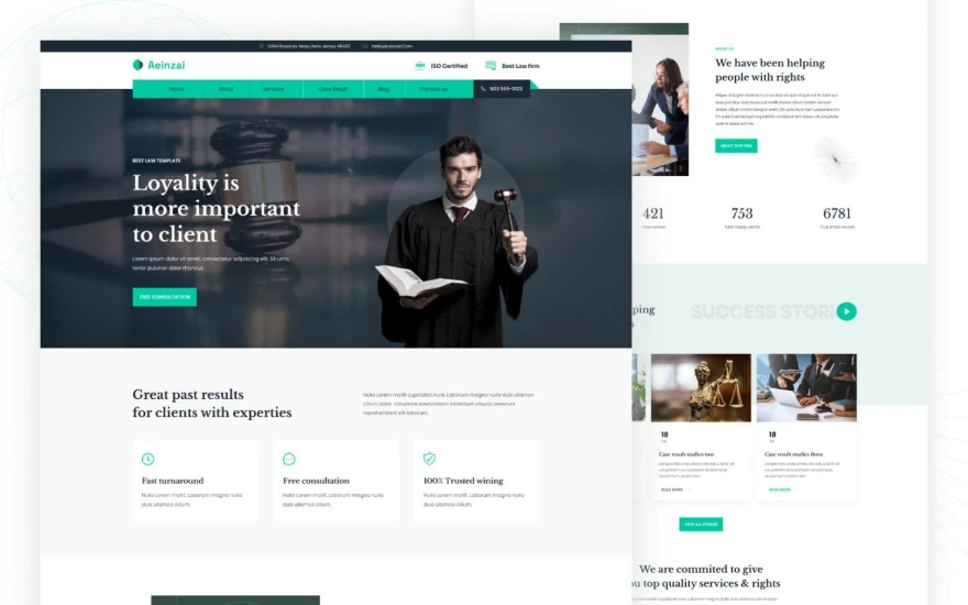 First screenshot of Aeinzai Law Firm website webflow template