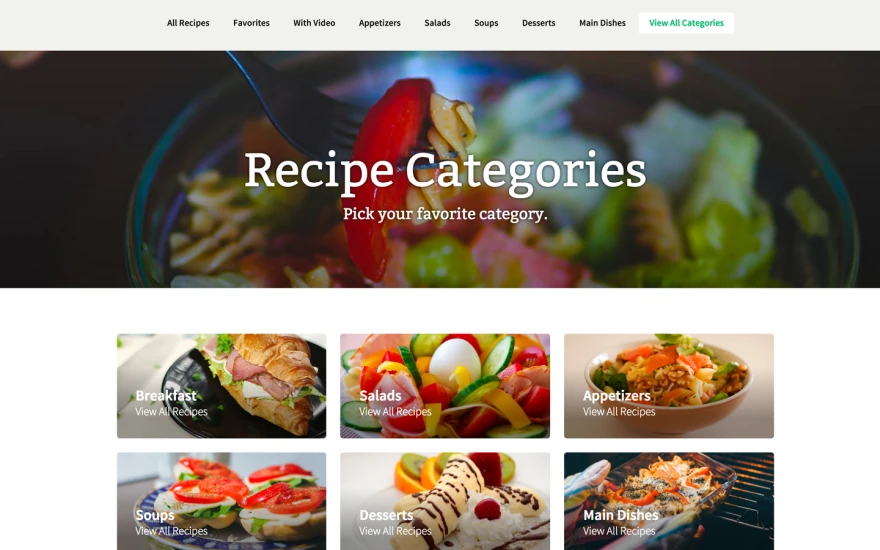 Second screenshot of All Recipes Recipe website webflow template