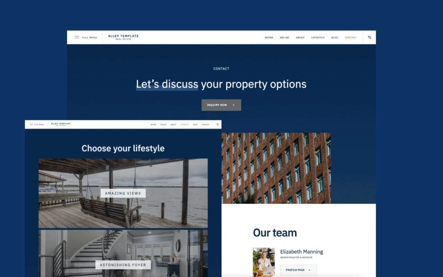 Fifth screenshot of Alley Real Estate website webflow template