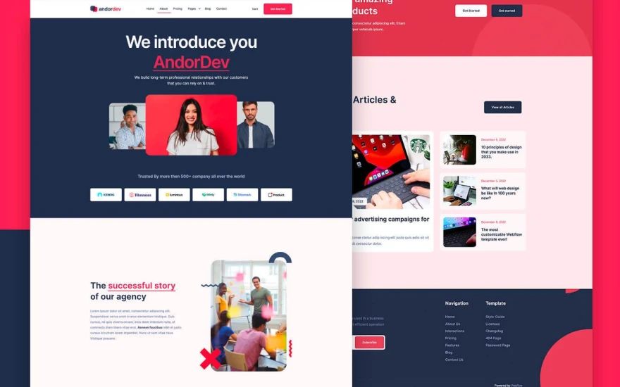 Third screenshot of AndorDev Startup website webflow template