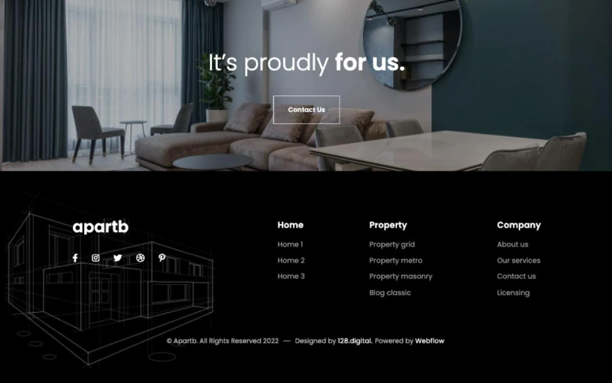 Fifth screenshot of Apartb 128 Real Estate website webflow template