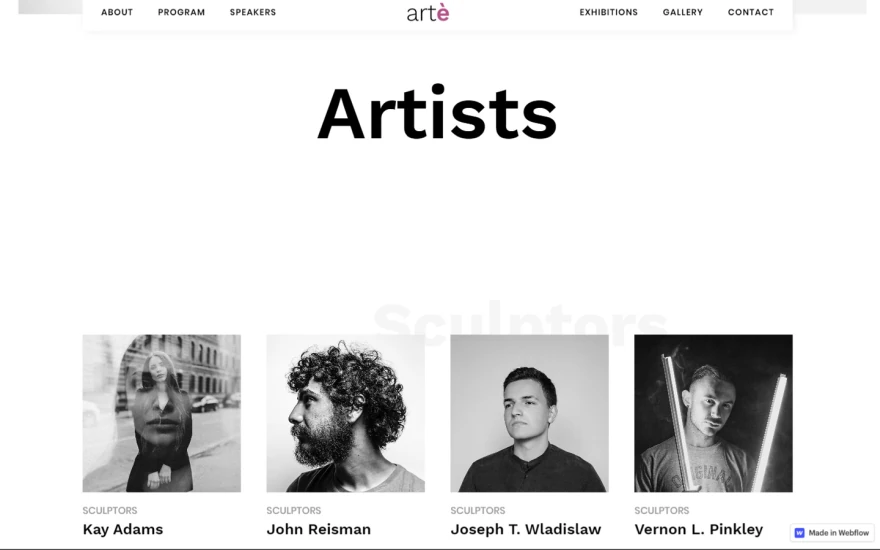 Fourth screenshot of Arte Event website webflow template