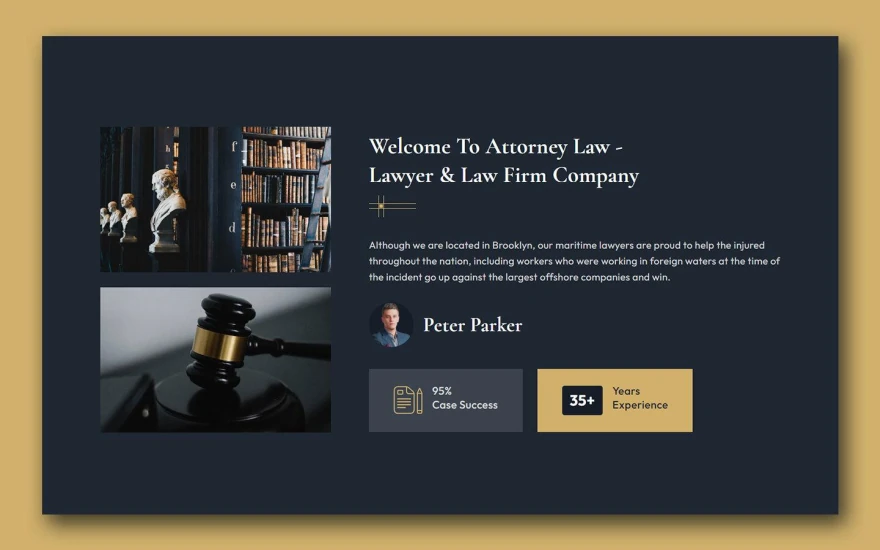 Second screenshot of Attorneyster Law Firm website webflow template