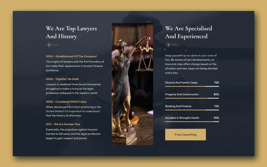 Third screenshot of Attorneyster Law Firm website webflow template