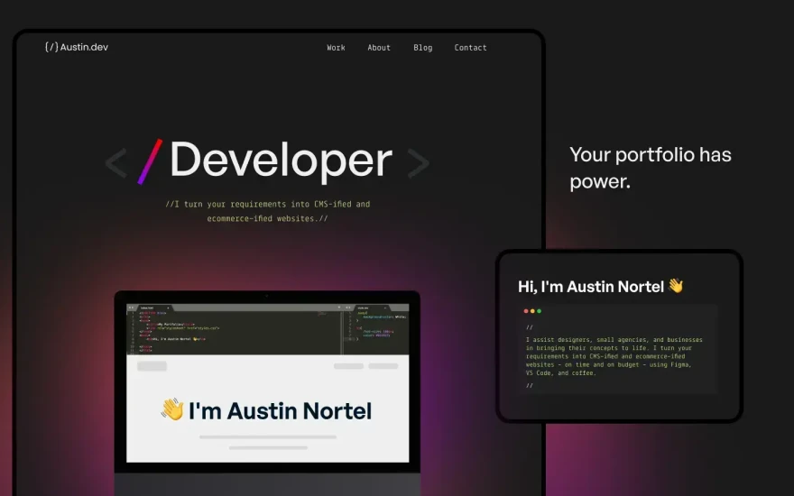 First screenshot of Austin Portfolio website webflow template