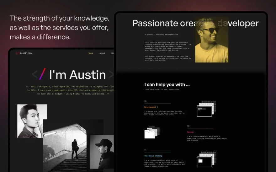 Third screenshot of Austin Portfolio website webflow template