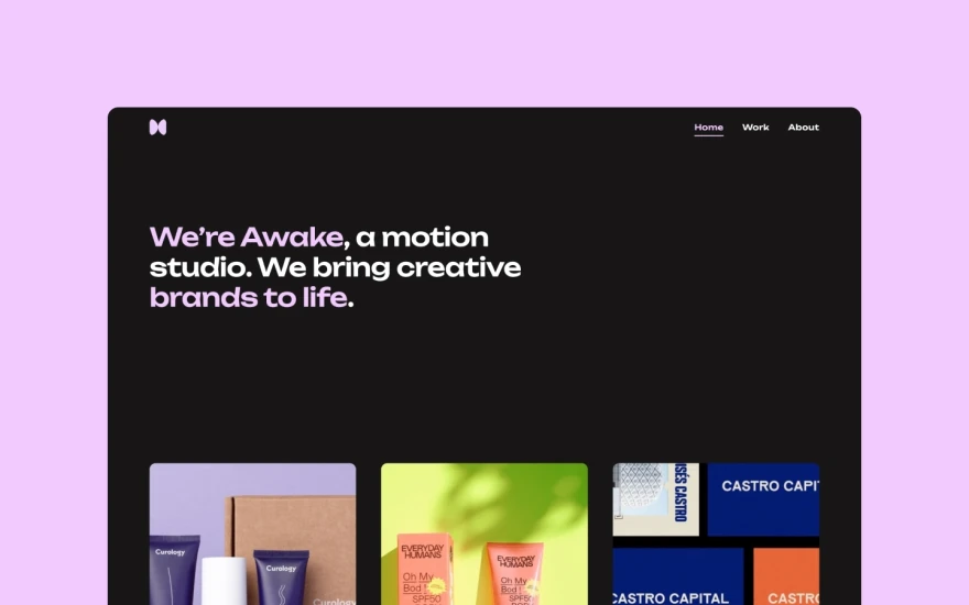 First screenshot of Awake Agency website webflow template