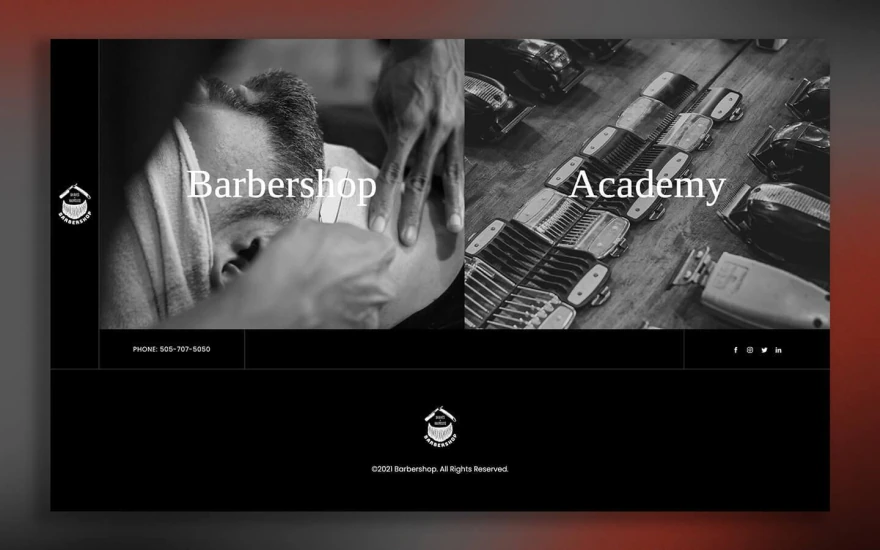 First screenshot of Barbershop Barber website webflow template