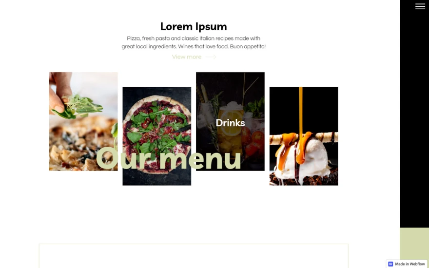 Fifth screenshot of Basilico Restaurant website webflow template