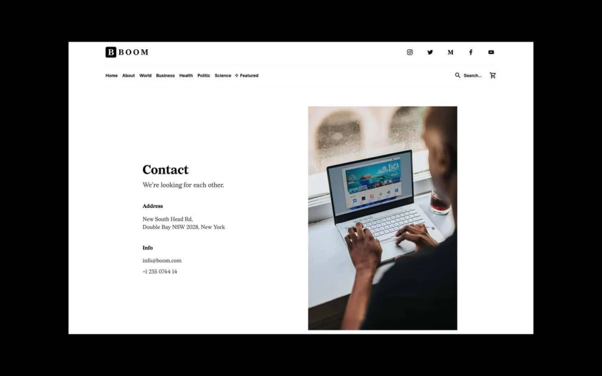 Fifth screenshot of Boom News website webflow template