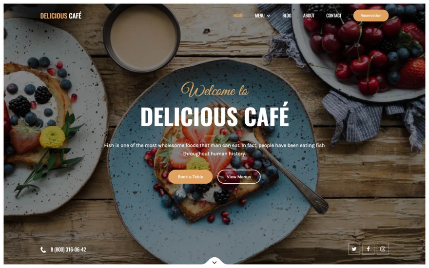 First screenshot of Café Restaurant website webflow template