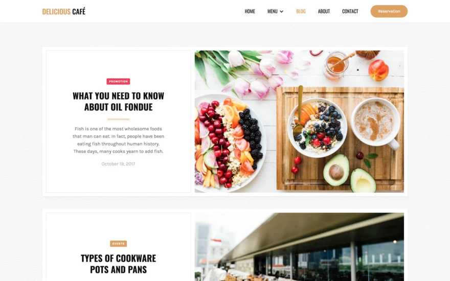 Fifth screenshot of Café Restaurant website webflow template