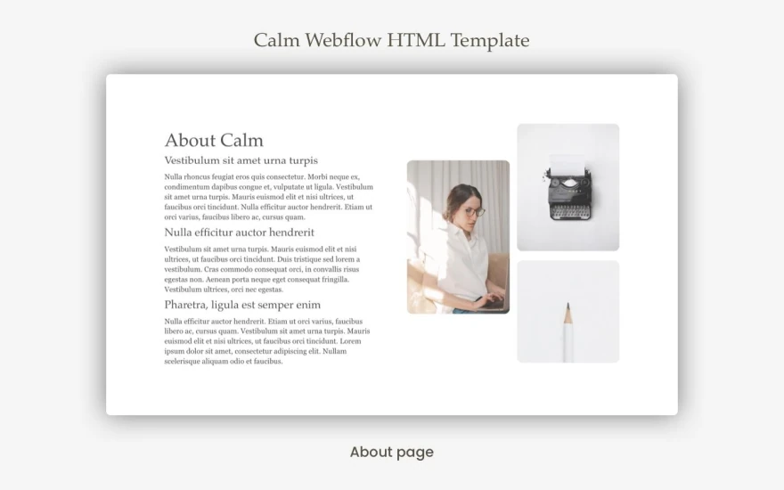Fourth screenshot of Calm Blog website webflow template