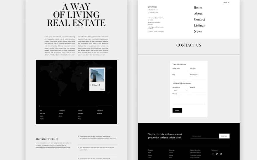 Fourth screenshot of Canela Real Estate website webflow template