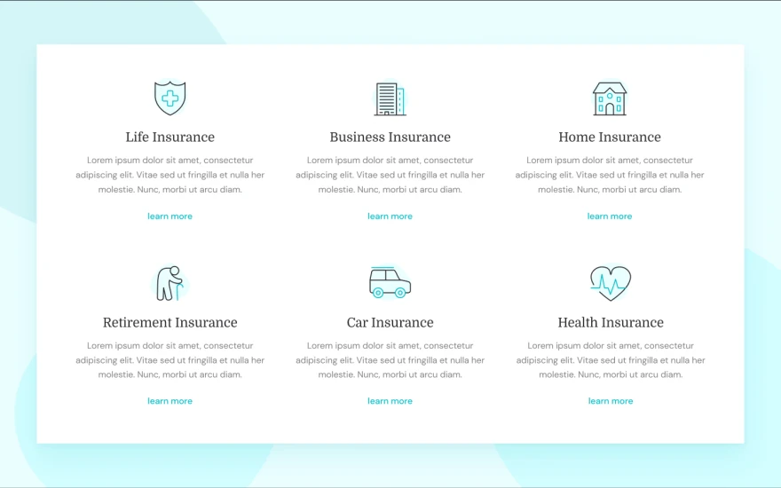 Third screenshot of Care Insurance website webflow template