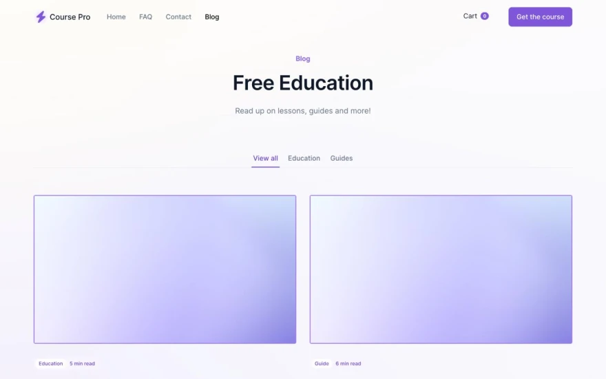 Fourth screenshot of Course Pro Learning website webflow template