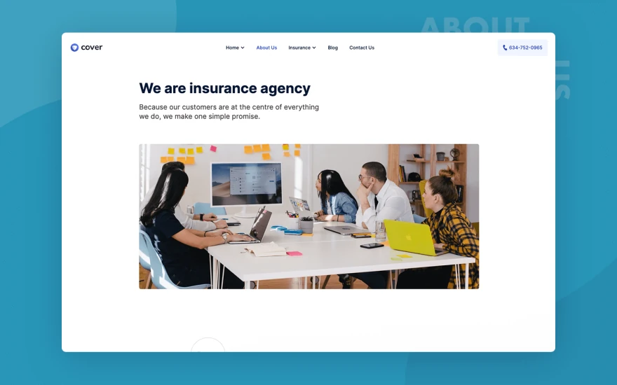 Fourth screenshot of Cover Insurance website webflow template