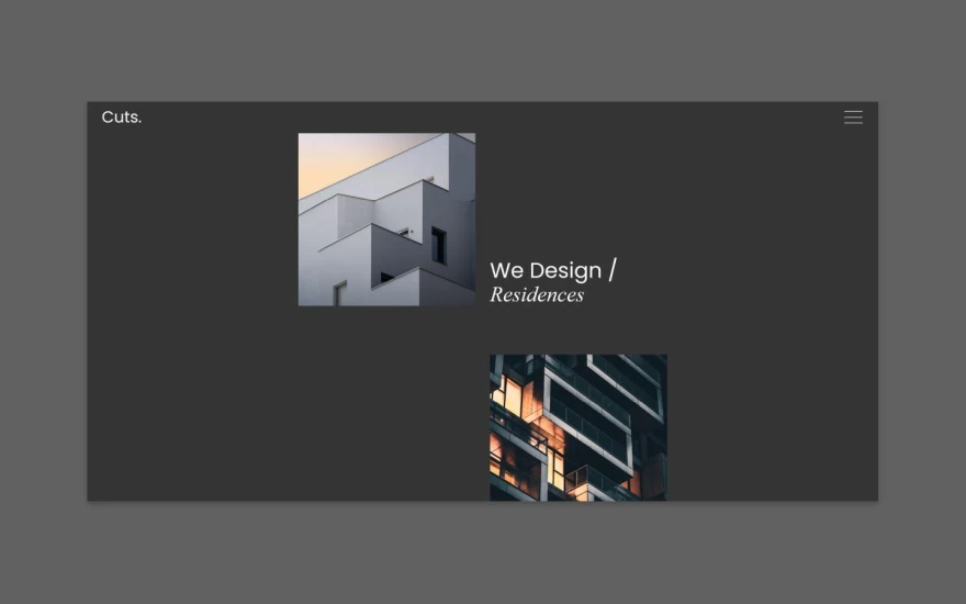 Third screenshot of Cuts Interior Design website webflow template