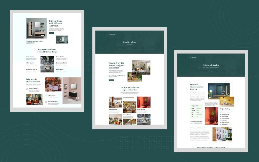 Third screenshot of Decoral Interior Design website webflow template