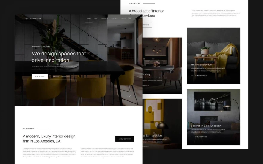 First screenshot of Decoration X Interior Design website webflow template