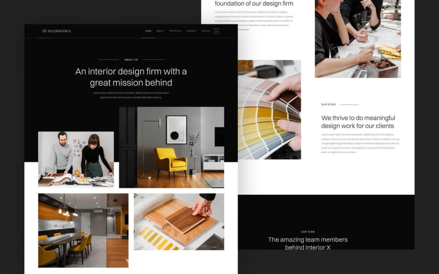 Second screenshot of Decoration X Interior Design website webflow template