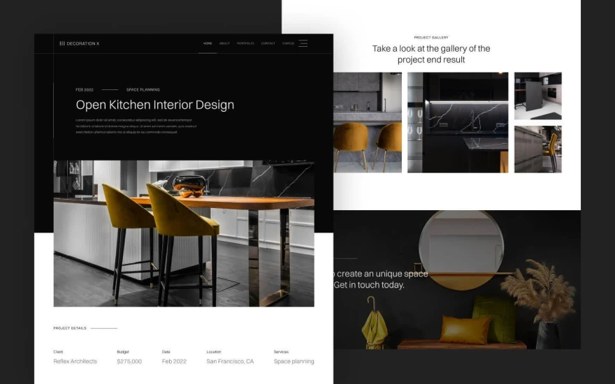 Third screenshot of Decoration X Interior Design website webflow template