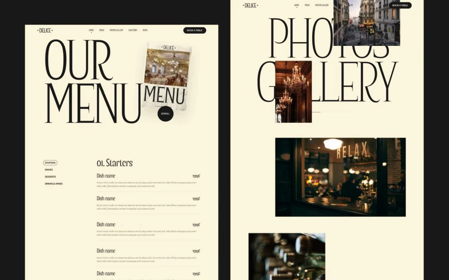 Fourth screenshot of Delice Restaurant website webflow template
