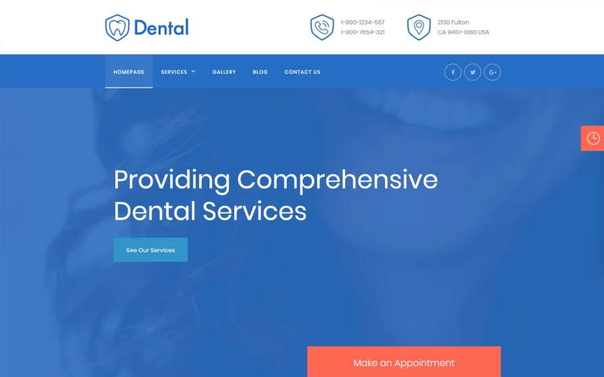 First screenshot of Dental Dentist website webflow template