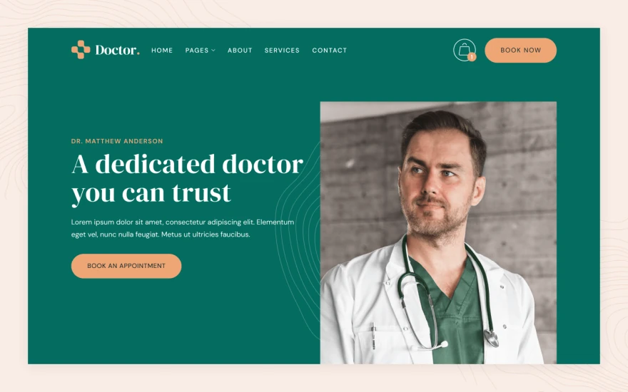 First screenshot of Doctor Doctor website webflow template