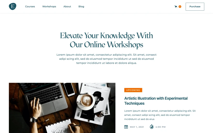 Third screenshot of E-Learn Education website webflow template