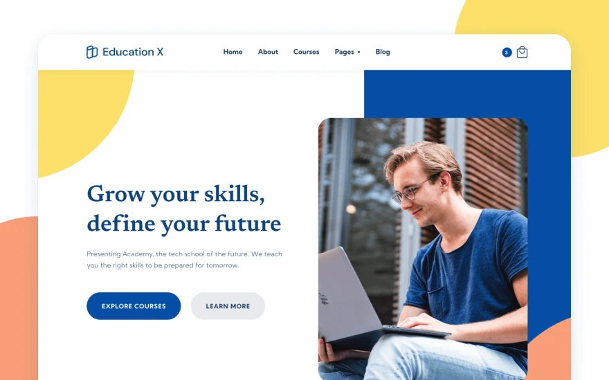 First screenshot of Education X Education website webflow template