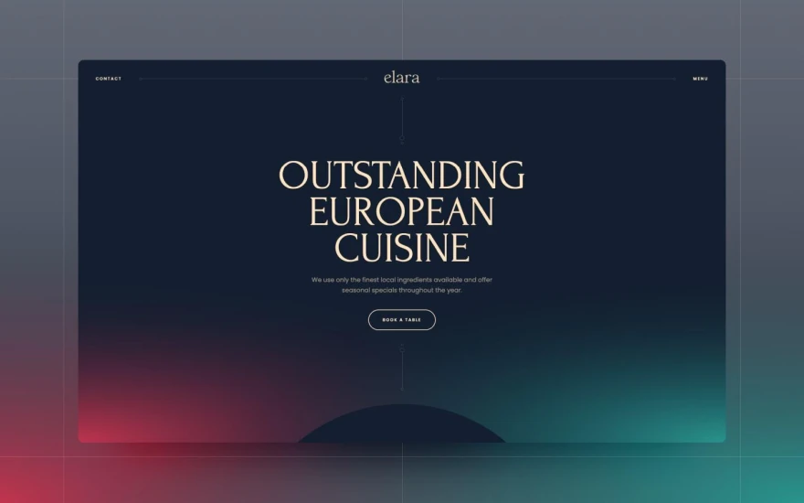 First screenshot of Elara Restaurant website webflow template