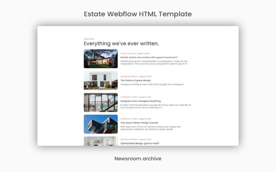 Fifth screenshot of Estate Real Estate website webflow template