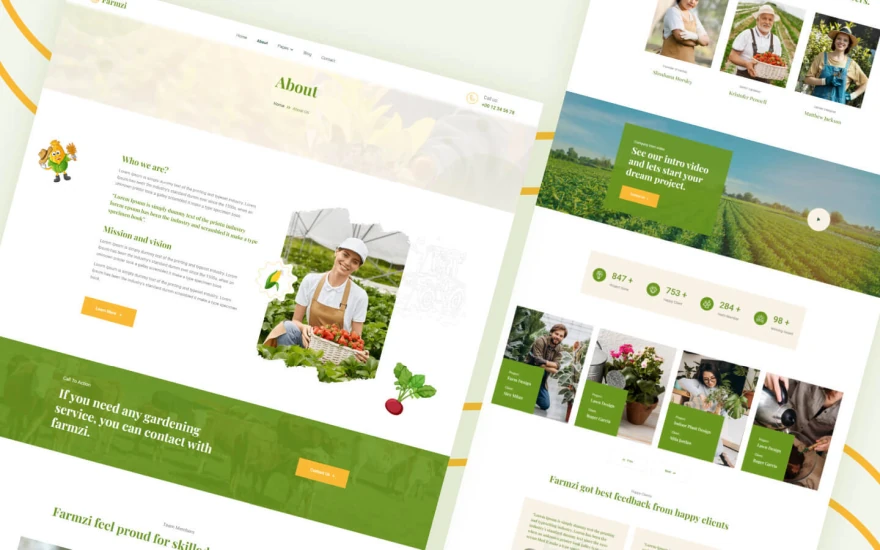 Second screenshot of Farmzi Agriculture website webflow template