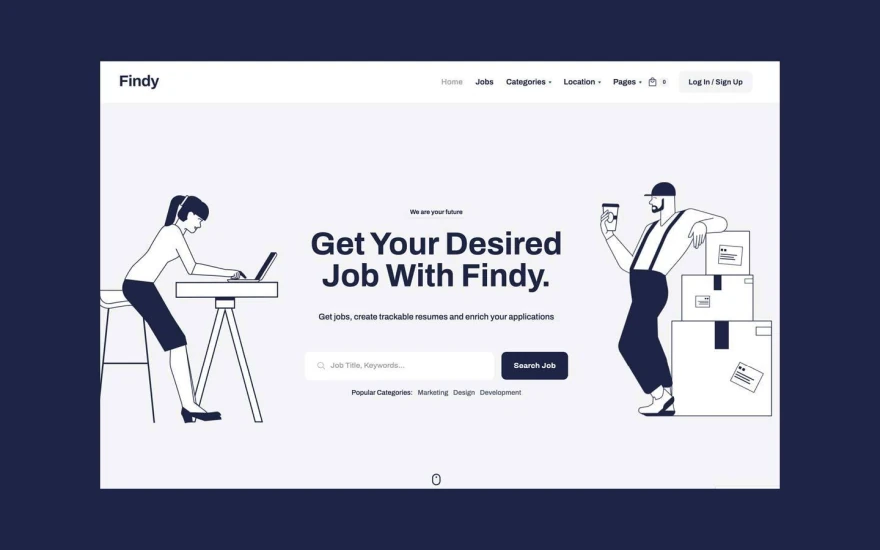 First screenshot of Findy Job Portal website webflow template