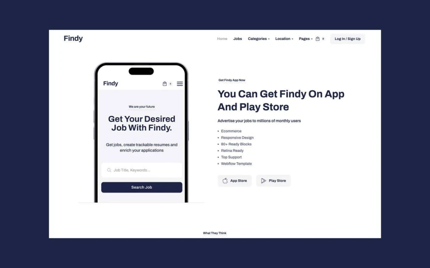 Third screenshot of Findy Job Portal website webflow template