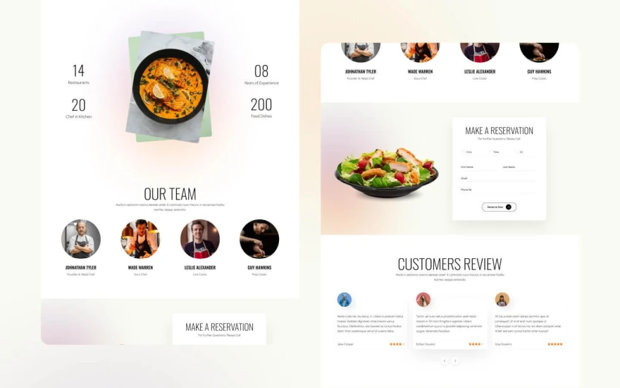 Second screenshot of Foody Restaurant website webflow template