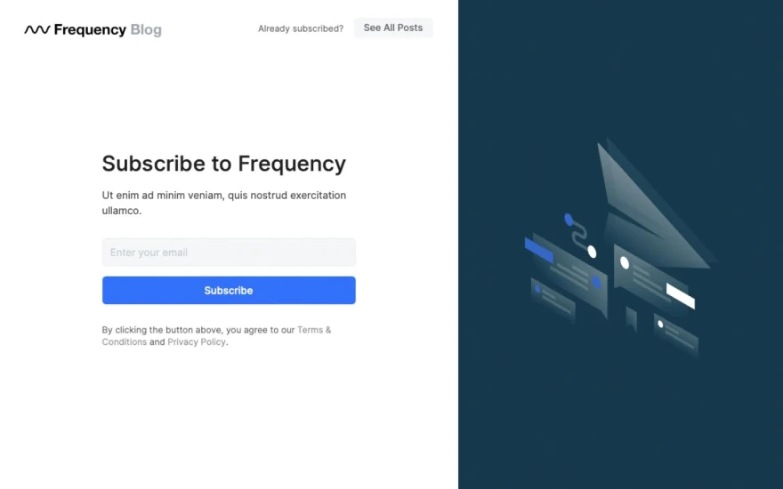 Fourth screenshot of Frequency Blog website webflow template