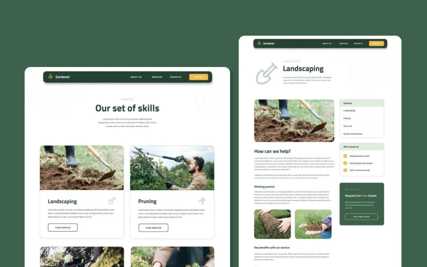 Third screenshot of Gardener Agriculture website webflow template