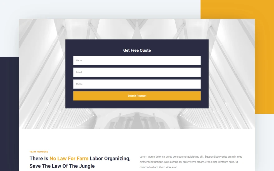 Third screenshot of Gavel Law Firm website webflow template