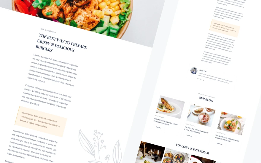 Fifth screenshot of Hampton Restaurant website webflow template