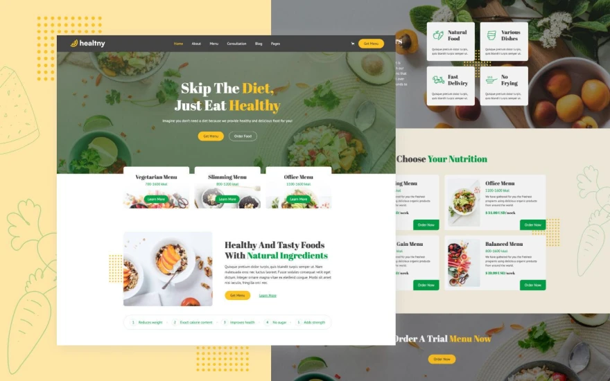 First screenshot of Healtny 128 Food website webflow template