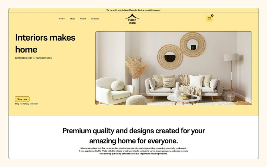 First screenshot of Homestore Furniture website webflow template