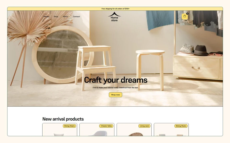 Second screenshot of Homestore Furniture website webflow template