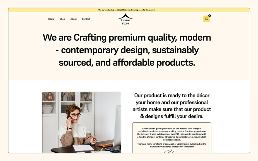 Third screenshot of Homestore Furniture website webflow template