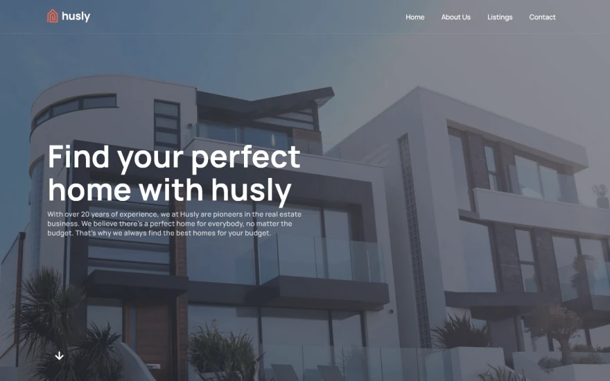 First screenshot of Husly Real Estate website webflow template